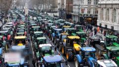 Hundreds of tractors block Westminster in inheritance tax protest