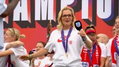 Watch: Sarina Wiegman dances for joy as Lionesses celebrate Euros win